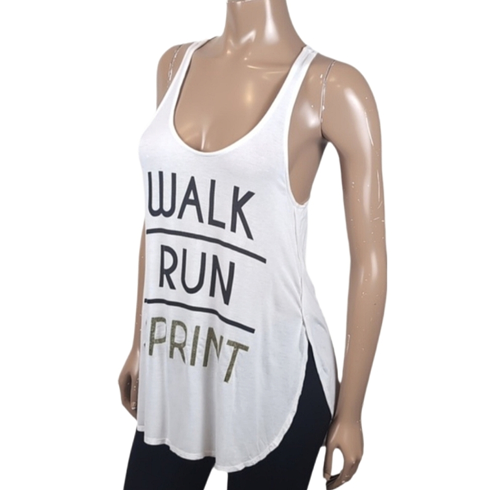 Recycled Karma Tunic Muscle Tank Walk Run Sprint Athletic Graphic Top